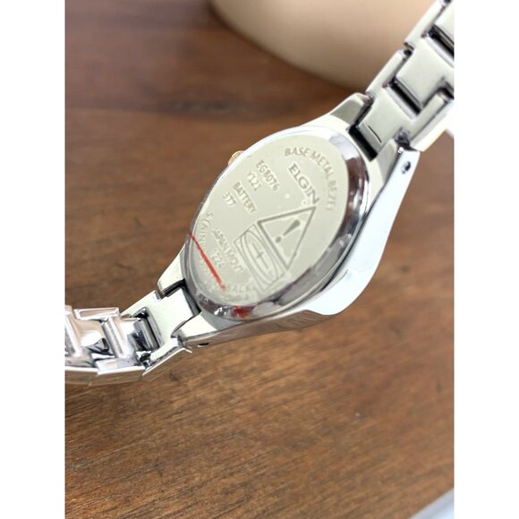 Elgin Women's Watch EG8076 Silver Tone Dial Two Tone Stainless Steel Petite Oval - Picture 6 of 13
